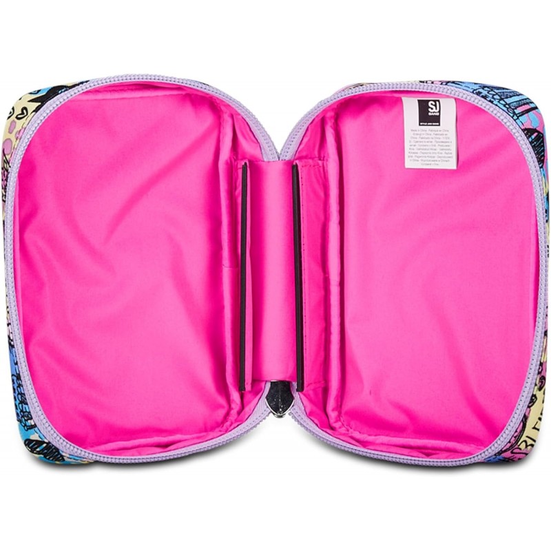 Sj Gang Astuccio Scuola Speed Pad, Rosa, Portapenne Mono Scomparto Con Plance Amovibili E Penne, Matite, Colori
