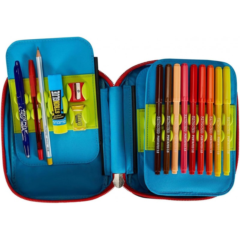 Sj Gang Astuccio Scuola Speed Pad, Rosso, Nero, Funnygoal Portapenne Mono Scomparto Con Plance Amovibili E Penne, Matite, Colori