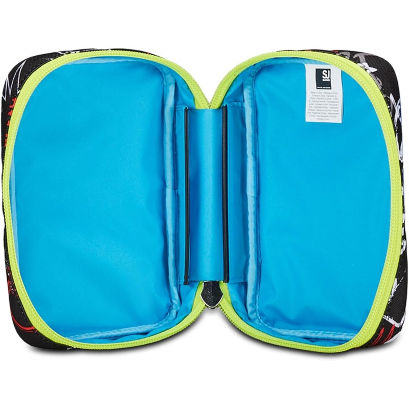 Sj Gang Astuccio Scuola Speed Pad, Verde Nero, Portapenne Mono Scomparto Con Plance Amovibili E Penne, Matite, Colori