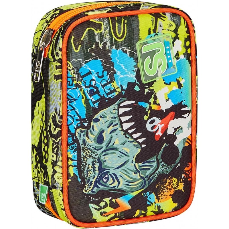 Sj Gang Astuccio Scuola Speed Pad, Verde, Nero, Rexme, Portapenne Mono Scomparto Con Plance Amovibili E Penne, Matite, Colori