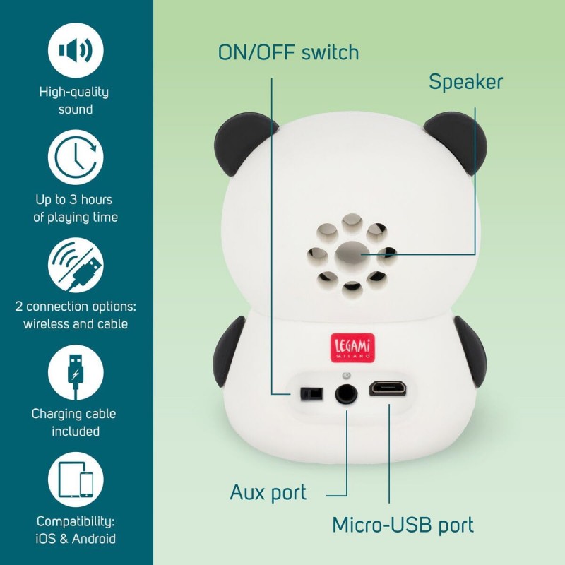 Speaker Wireless Con Supporto - The Sound Of Cuteness – Panda - Legami