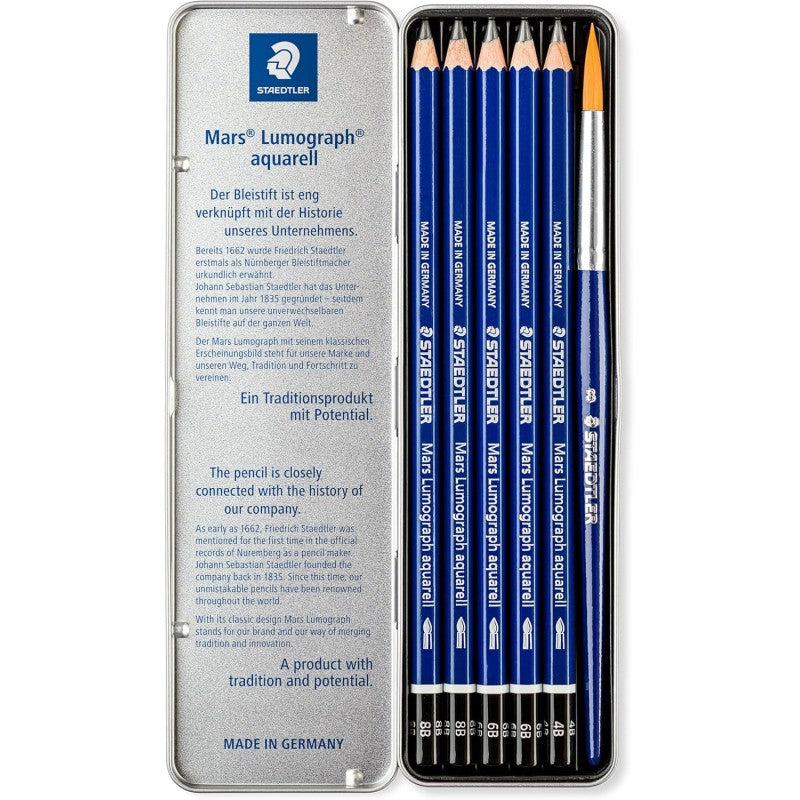 Staedtler Matite Acquerellabili Mars Lumograph + Pennello
