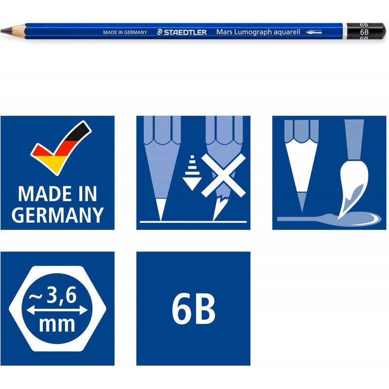 Staedtler Matite Acquerellabili Mars Lumograph + Pennello