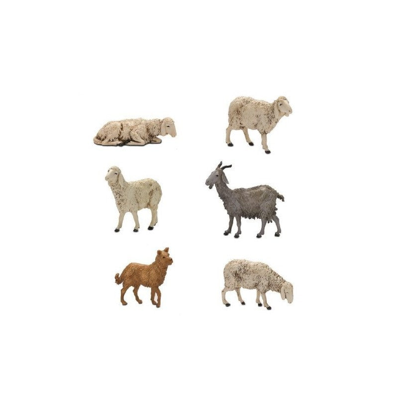 Statuine Presepe Moranduzzo 4 Pecore Capra E Cane In Scatola 13 Cm