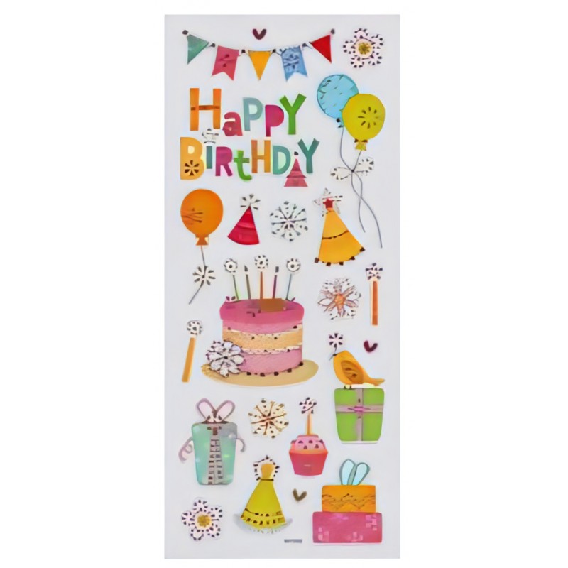 Stickers In Rilievo Con Stampa Metallizzata - Happy Birthday! - Wiler Stk167008