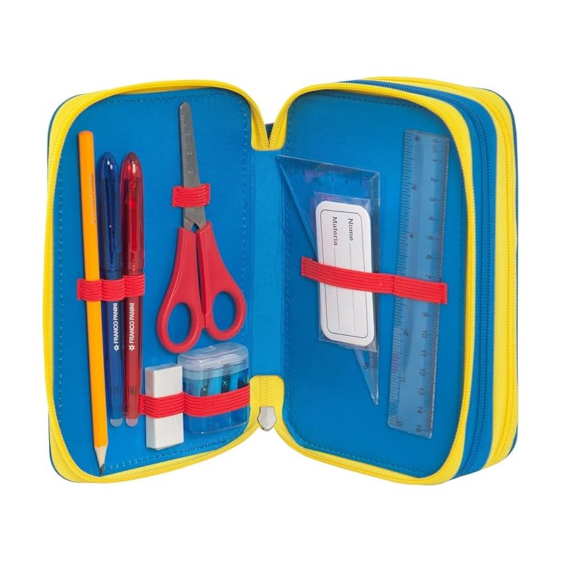 Super Mario - Astuccio Scuola 3 Scomparti Con Set Cancelleria, 20x13hx7 Cm