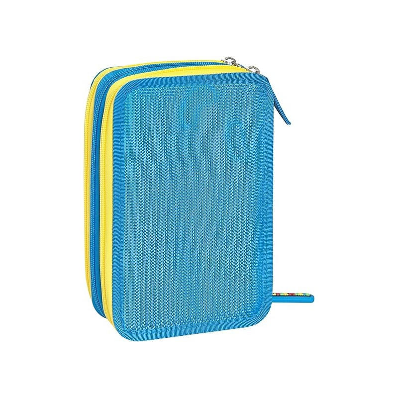 Super Mario - Astuccio Scuola 3 Scomparti Con Set Cancelleria, 20x13hx7 Cm