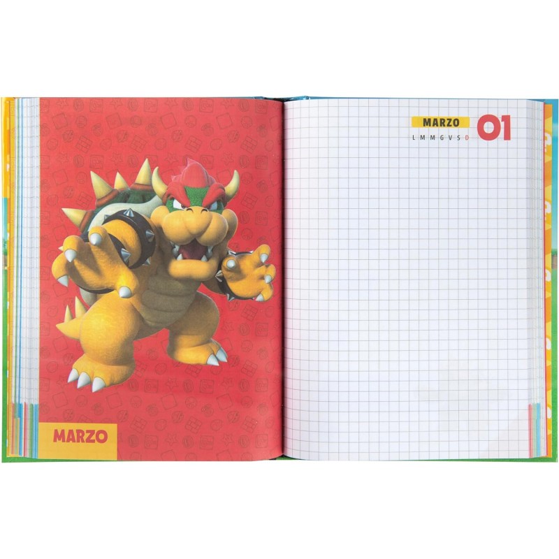 Super Mario - Diario Scuola 2024-2025 Ufficiale Super Mario, Diario 12 Mesi, 13 X 17,8h Cm, Verde