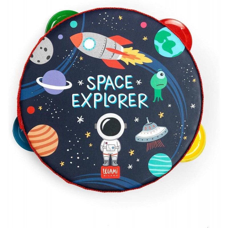 Tamburello, Per Bambini, Con 4 Sonagli, Tema Space - Legami