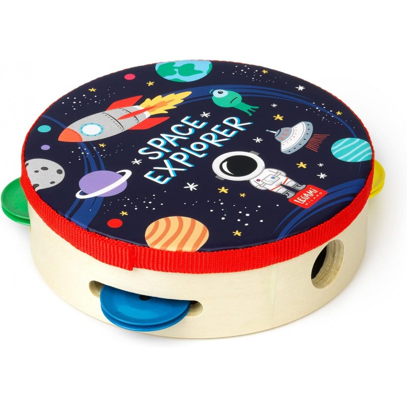 Tamburello, Per Bambini, Con 4 Sonagli, Tema Space - Legami