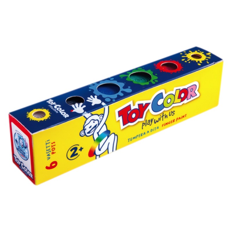 Tempera A Dita Toy Color 6 Vasetti 25ml Colori Assortiti