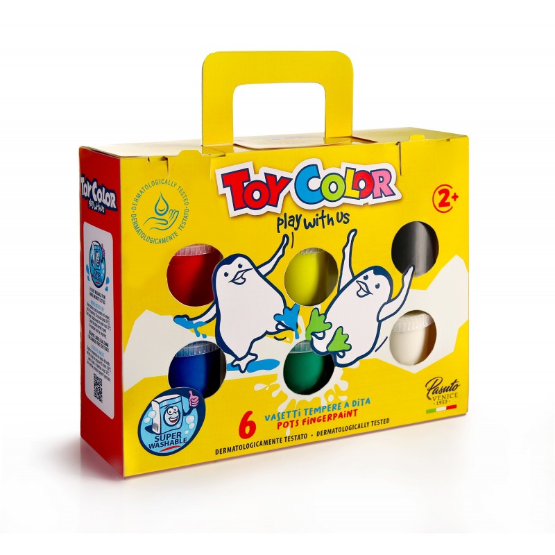 Tempera A Dita Toy Color Valigetta 6 Vasetti 50ml Colori Assortiti