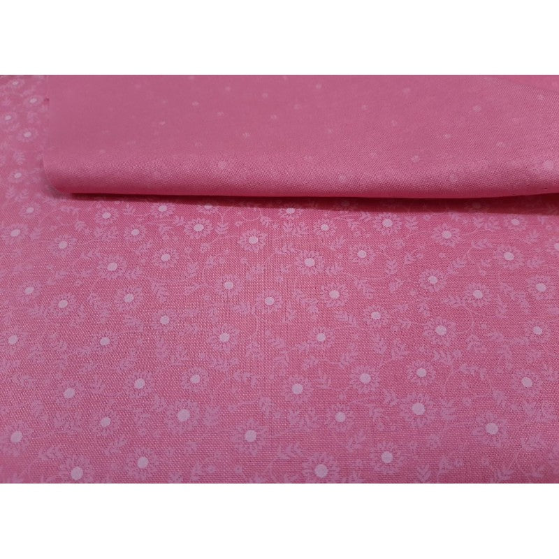 Tessuto Cotone Fantasia - Rosa Con Fiorellini