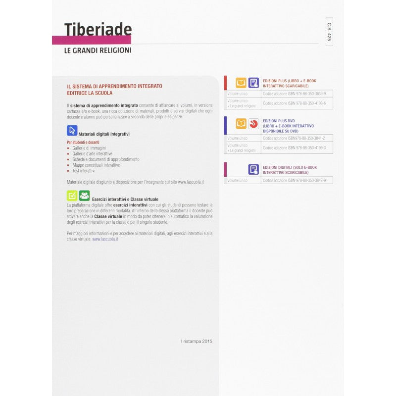 Tiberiade. Vol. Unico Le Grandi Religioni