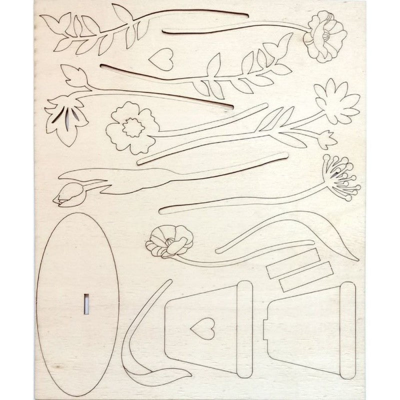 Vaso Con Fiori A Stelo In Legno Cm 31x25 Spess. 3 Mm Renkalik