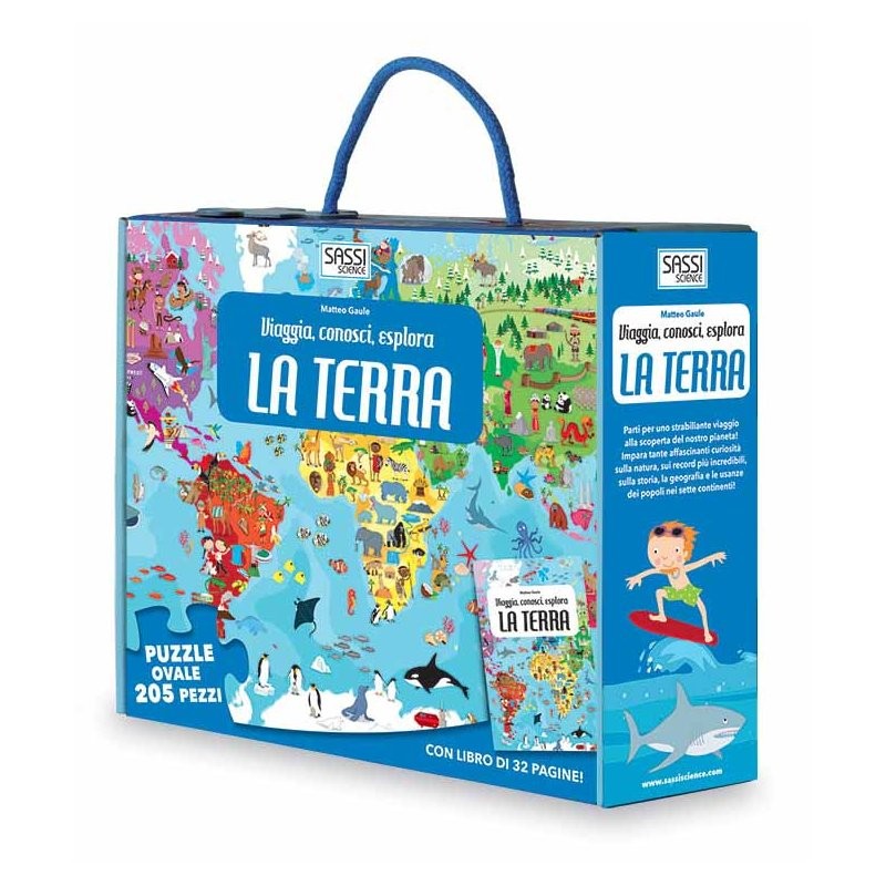 Viaggia, Conosci, Esplora La Terra, Con Puzzle 205pz – Sassi Science