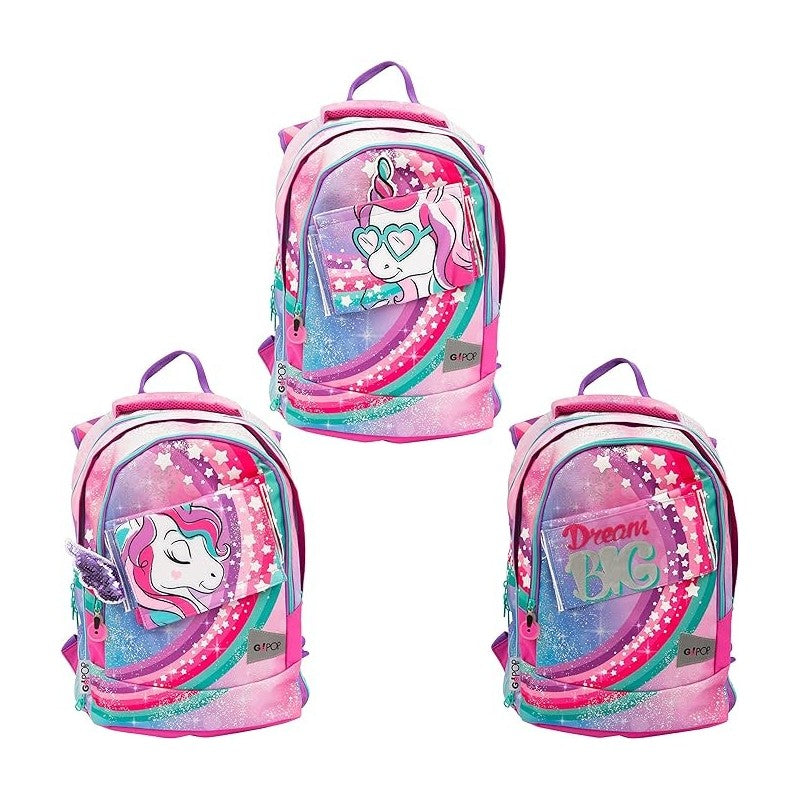 Zaino Estensibile Unicorno Con 3 Grafiche Frontali - Go Pop