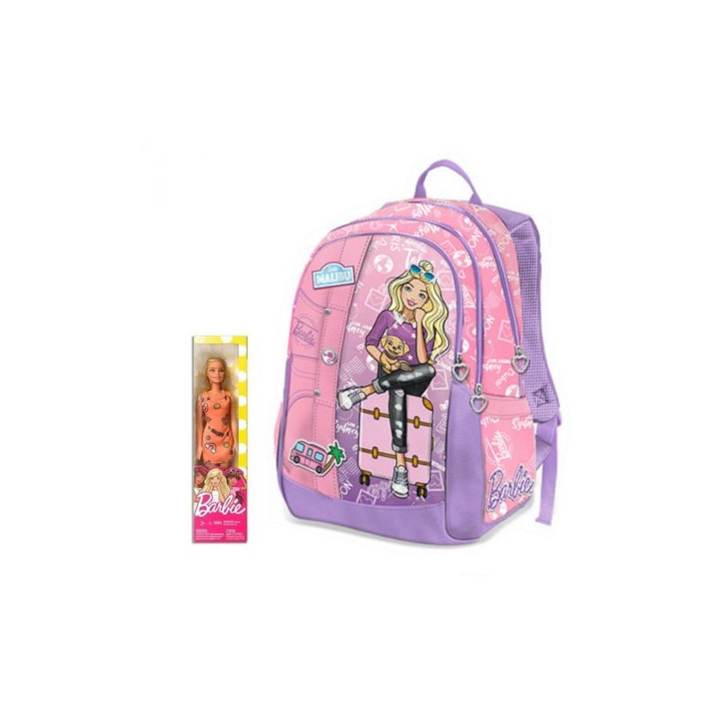 Zaino Gut 3 Cerniere Barbie Con Barbie In Omaggio - Z00145