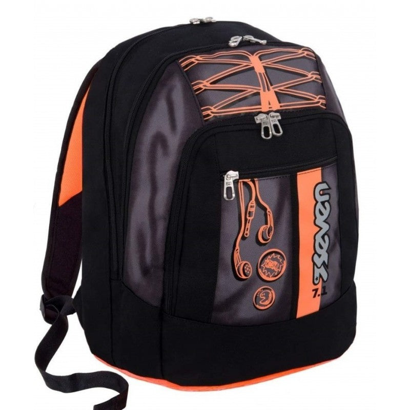 Zaino Seven New Advanced Colorful Boy Nero/arancione - Z00024