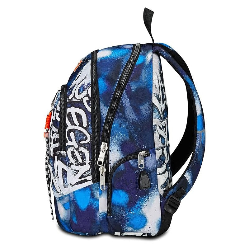 Zaino Seven Retrocolor Con Usb Plug Integrato – Blu